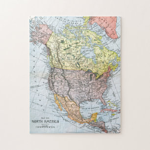 PUZZLE CARTE : L'AMÉRIQUE DU NORD, 1890