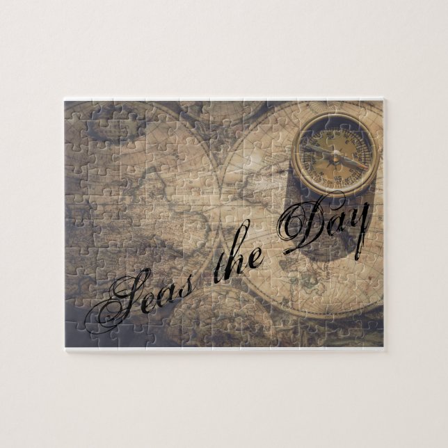 Puzzle Carte marine vintage et boussole (Horizontal)