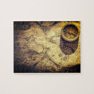 Puzzle Carte nautique antique et boussole