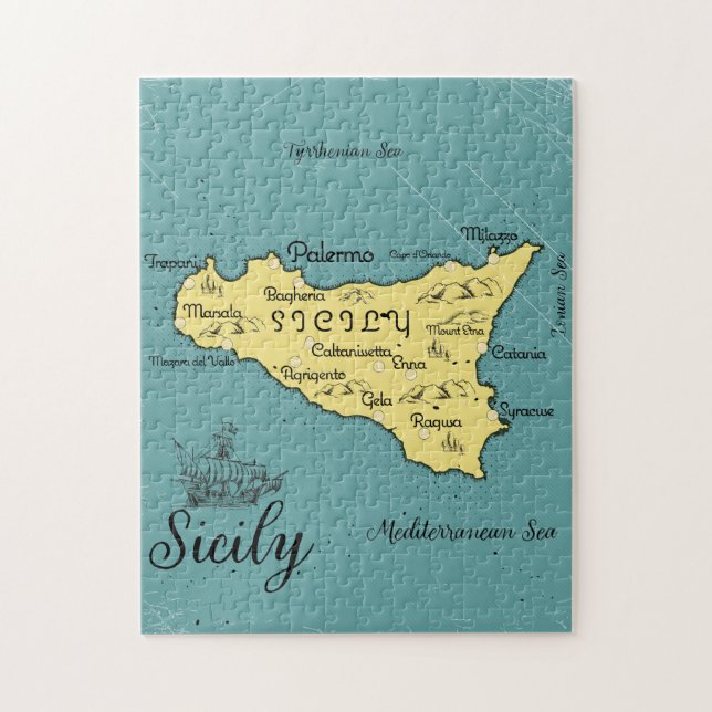 Puzzle Carte nautique vintage de Sicile (Vertical)