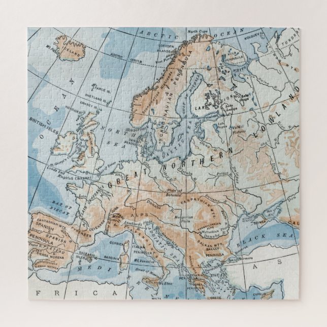 Puzzle Carte physique de l'Europe (1916) (Vertical)