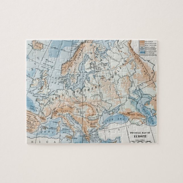 Puzzle Carte physique de l'Europe (1916) (Horizontal)