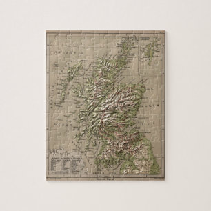 Puzzle Carte physique vintage de l'Ecosse (1880)