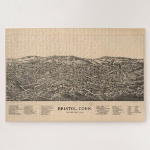 Puzzle Carte picturale Vintage de Bristol CT (1889)