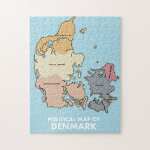Puzzle Carte politique du Danemark
