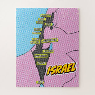 Puzzle Carte Pop Art Illustré Israël