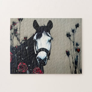 Puzzle Carte postale Cheval et Rose