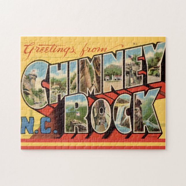 Puzzle Carte postale de Chimney Rock NC (Horizontal)