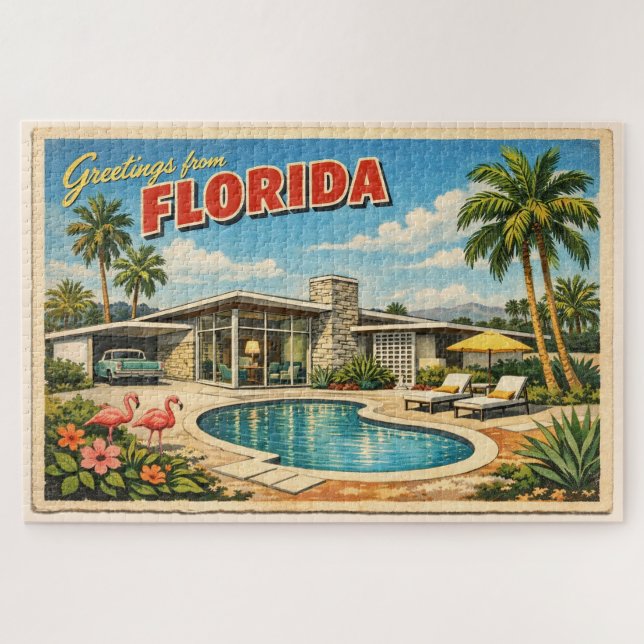 Puzzle Carte postale de Floride du milieu du XXe siècle (Horizontal)