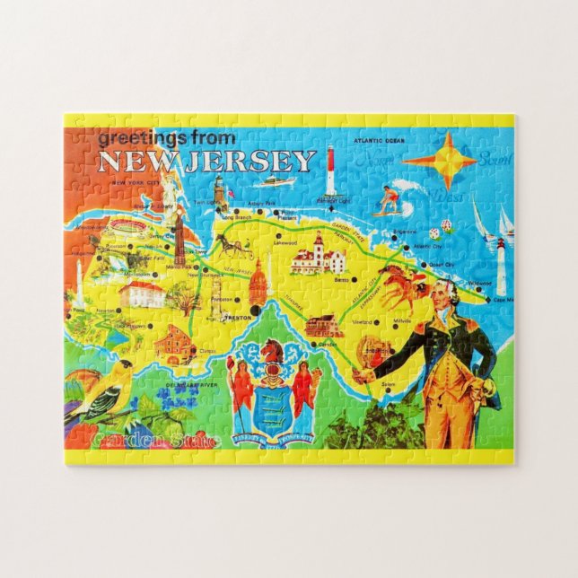Puzzle Carte postale de la Nouvelle-Jersey 11x14 (Horizontal)