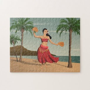 Puzzle Carte postale Hawaiian Vintage Hula Girl détenue