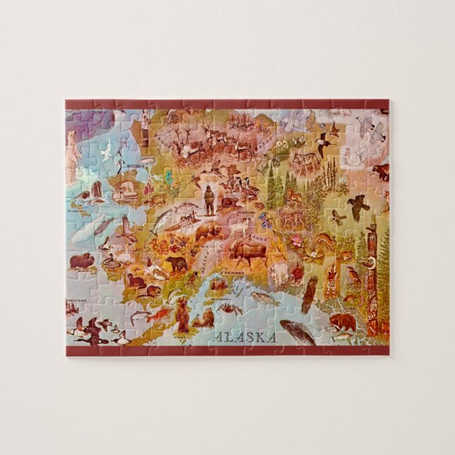 Puzzle Carte postale illustrée d'Alaska 8x10 (Horizontal)