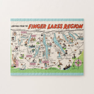 Puzzle Carte postale illustrée des Finger Lakes de NY 11x
