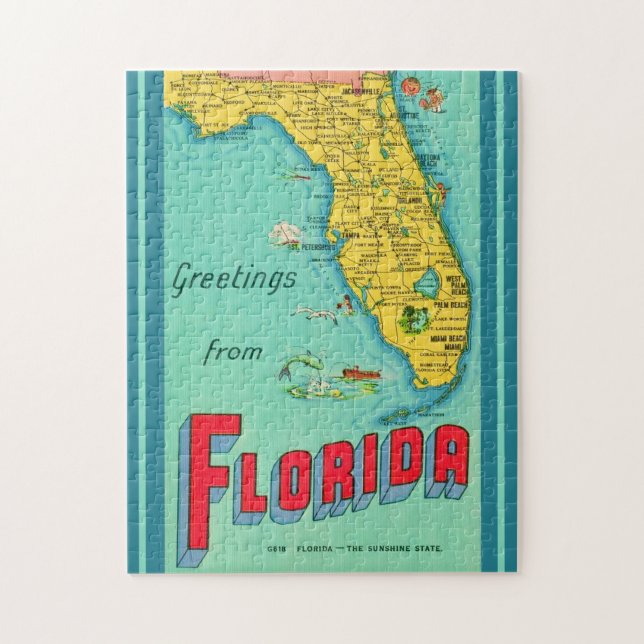Puzzle Carte postale rétro de Floride 11x14 (Vertical)