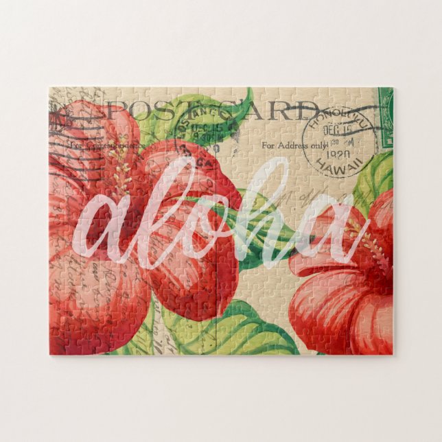 Puzzle Carte postale vintage Hawaii Hibiscus (Horizontal)