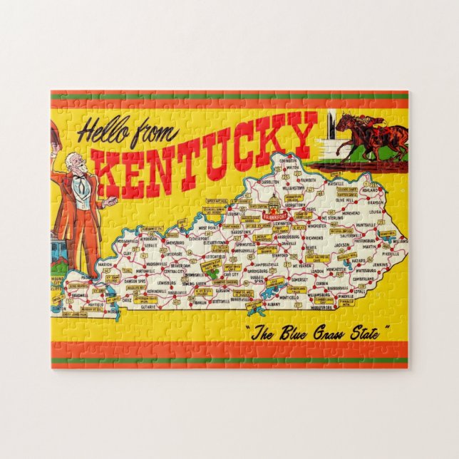 Puzzle Carte postale vintage Kentucky Map (Horizontal)