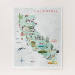 Puzzle Carte postale Vintage voyage | California Collecta<br><div class="desc">Un art parfait pour tous ceux qui aiment la Californie. Avec l'aquarelle carte illustrée de tous les points de repère préférés. Ajoutez votre libellé personnalisé à cette conception à l'aide des cases "Modifier ce modèle de conception" situées à droite de l'élément ou cliquez sur le bouton bleu "Customiser" pour arranger...</div>
