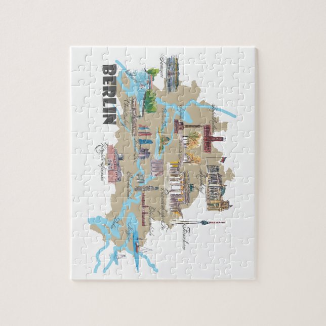 Puzzle Carte préférée de Berlin avec des points (Vertical)