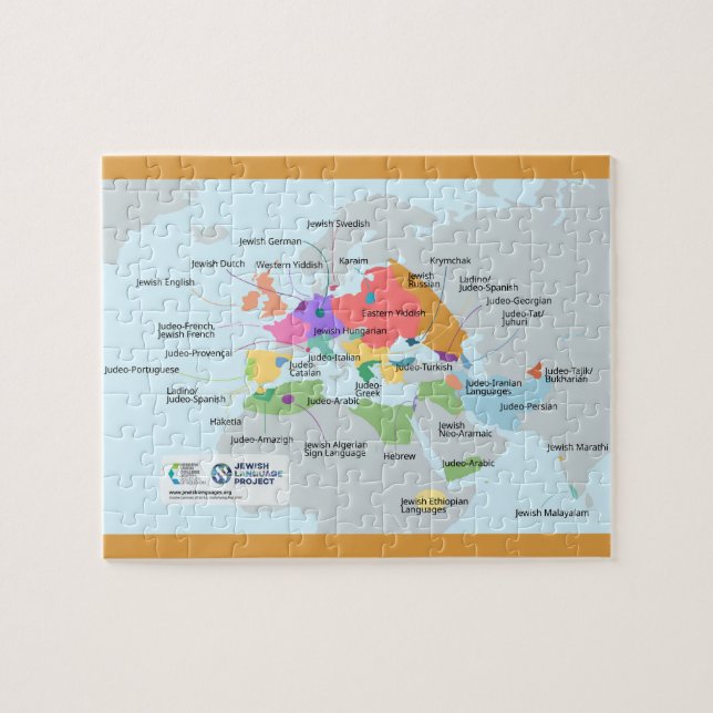 Puzzle Carte recadrée des langues juives (Horizontal)