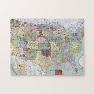 PUZZLE CARTE : RÉSERVATIONS, 1892