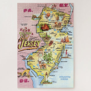 Puzzle Carte vintage 20x30 du New Jersy