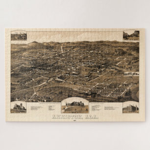 Puzzle Carte vintage d'Anniston, Alabama (1887)