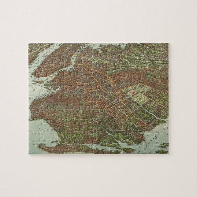 Puzzle Carte vintage de Brooklyn NY (1908) (Horizontal)