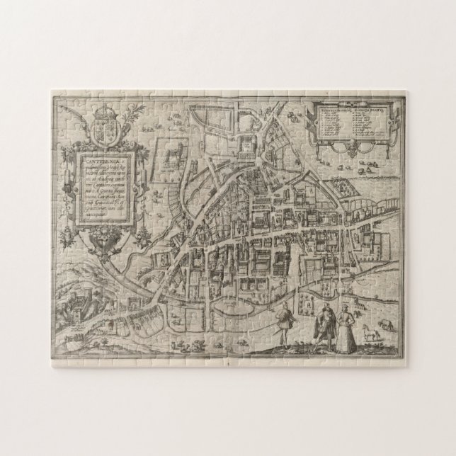 Puzzle Carte vintage de Cambridge Angleterre (1575) (Horizontal)