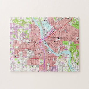 Puzzle Carte vintage de Cedar Rapids Iowa (1967)