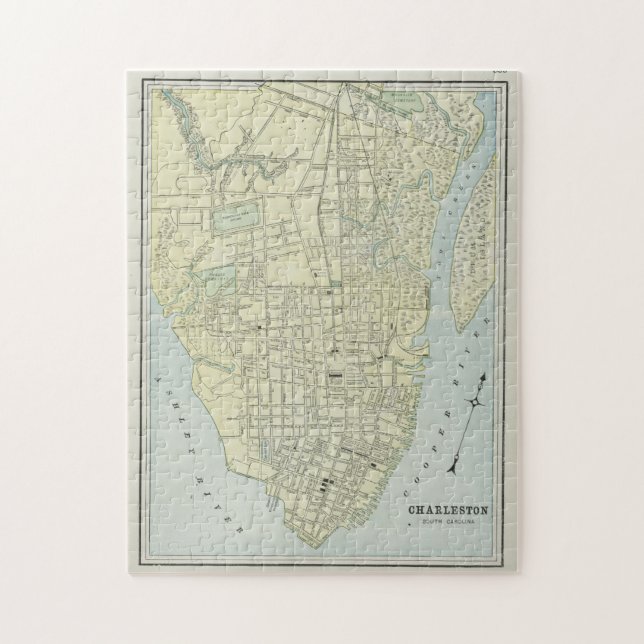 Puzzle Carte vintage de Charleston SC (1901) (Vertical)