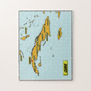 Puzzle Carte vintage de Cuba de bande dessinée