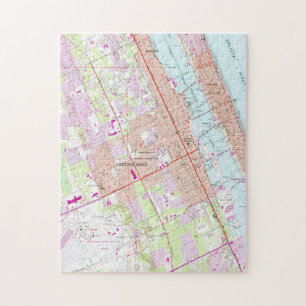 Puzzle Carte vintage de Daytona Beach la Floride (1952)