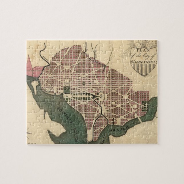 Puzzle Carte vintage de DC de Washington (1793) (Horizontal)