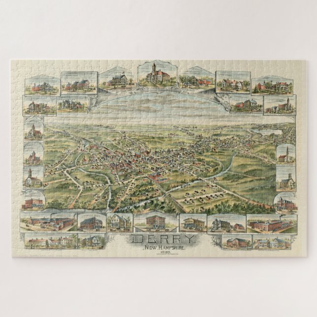 Puzzle Carte vintage de Derry NH (1898) (Horizontal)