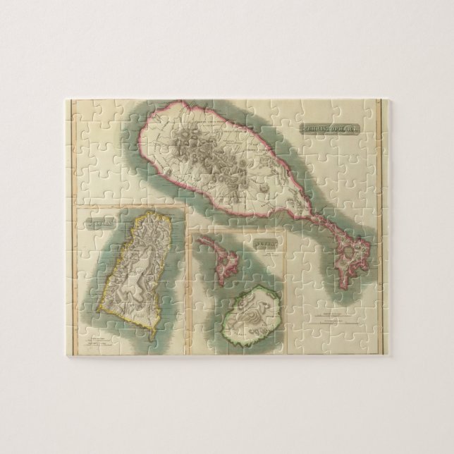Puzzle Carte vintage de diverses îles des Caraïbe (Horizontal)
