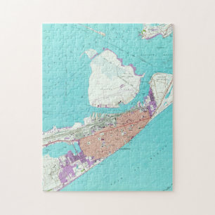 Puzzle Carte vintage de Galveston le Texas (1954)