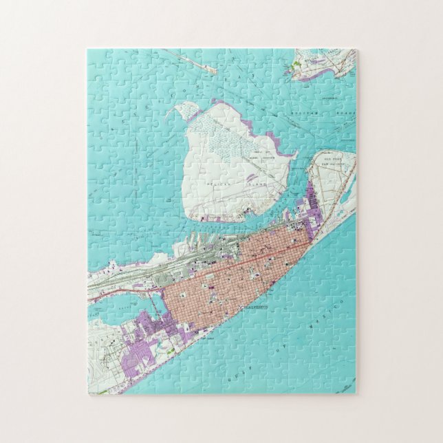Puzzle Carte vintage de Galveston le Texas (1954) (Vertical)
