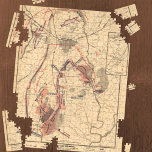 Puzzle Carte vintage de Gettysburg et de ses environs, ju<br><div class="desc">Titre : Gettysburg et ses environs, montrant les lignes de bataille, juillet 1863, et le terrain acheté et dédié au public par le général S. Wylie Crawford et la Gettysburg Battlefield Memorial Association. Affiche les positions Union en bleu et les positions Confédérées en rouge. Il présente également les routes, les...</div>