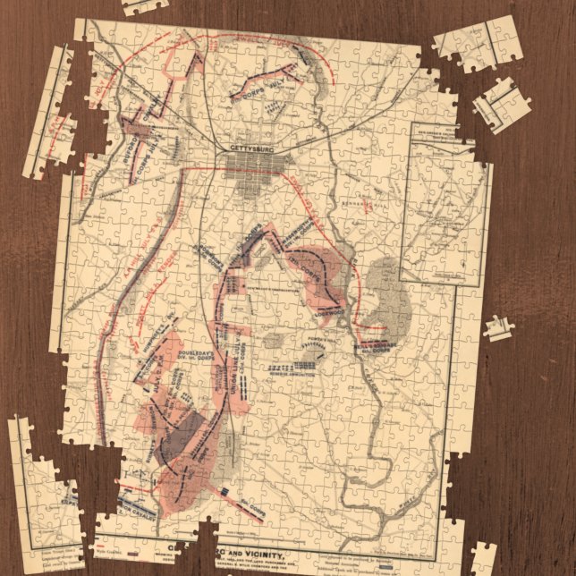 Puzzle Carte vintage de Gettysburg et de ses environs, ju (Créateur téléchargé)