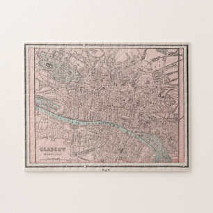 Puzzle Carte Vintage de Glasgow Scotland (1901)