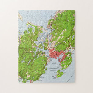 Puzzle Carte vintage de Gloucester le Massachusetts