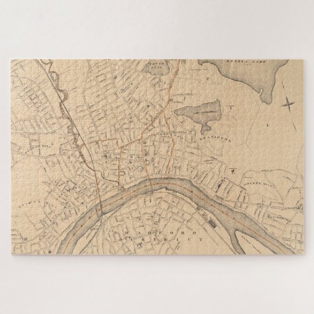 Puzzle Carte vintage de Haverhill MA (1909) (Horizontal)