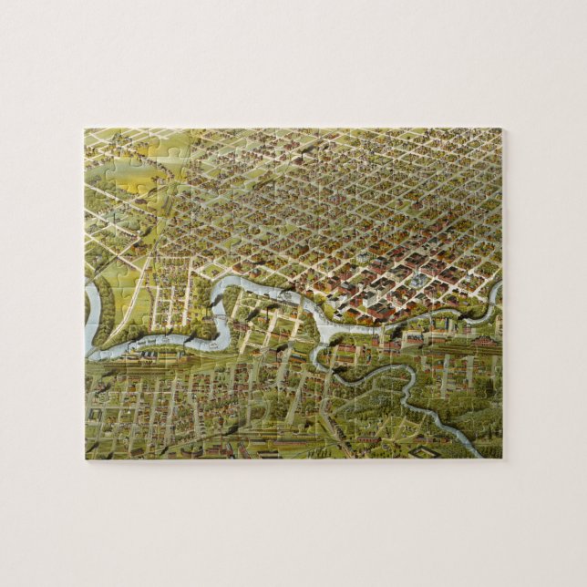 Puzzle Carte vintage de Houston Texas (1891) (Horizontal)
