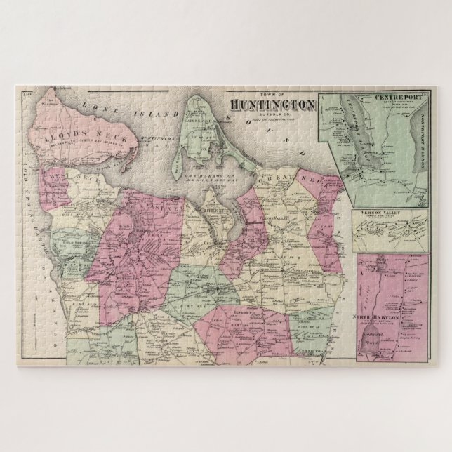Puzzle Carte vintage de Huntington NY (1873) (Horizontal)