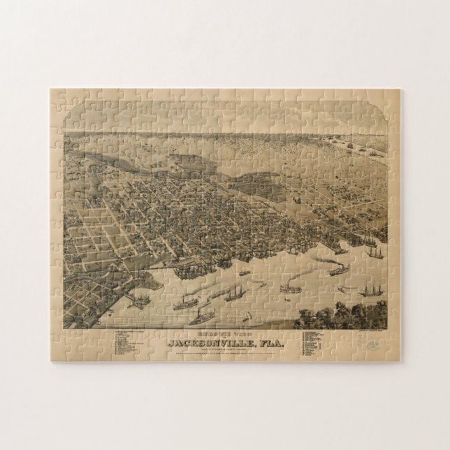 Puzzle Carte vintage de Jacksonville FL (1874) (Horizontal)
