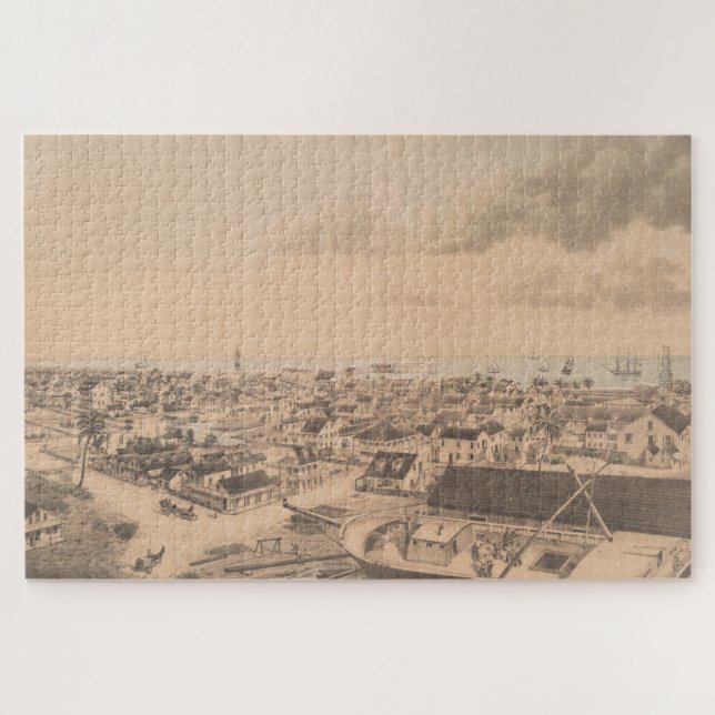 Puzzle Carte vintage de Key West FL (1855) (Horizontal)