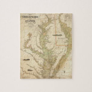 Puzzle Carte vintage de la baie de chesapeake (1840)