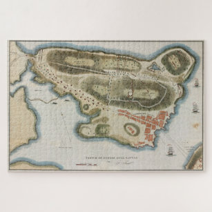 Puzzle Carte vintage de la bataille de Bunker Hill (1826)
