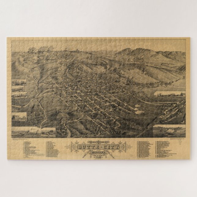 Puzzle Carte vintage de la Butte Montana (1884) (Horizontal)