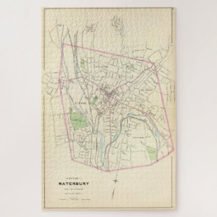 Puzzle Carte Vintage de la CT de Waterbury (1893)